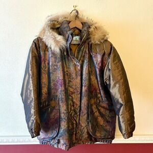 Vintage Cyclone iridescent down-insulated puffer jacket with fur-lined hood‎